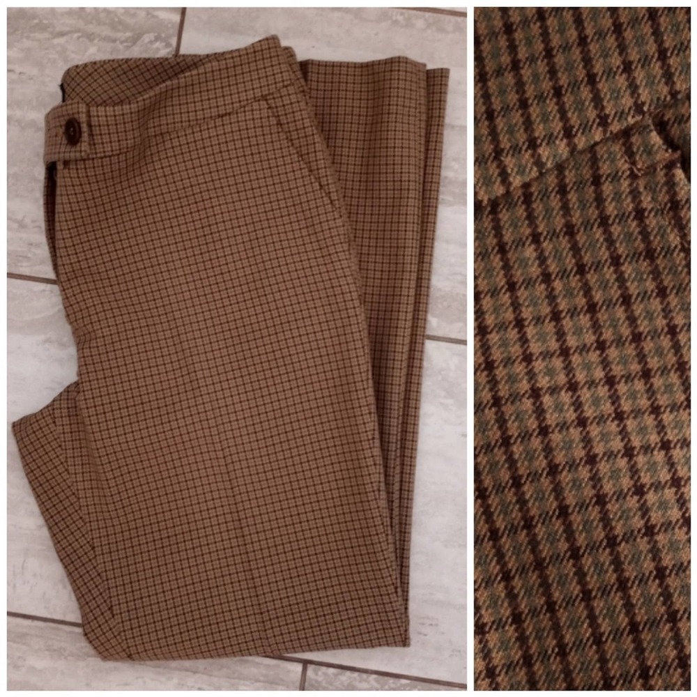 Talbots Signature Boot Windowpane Plaid Academia Pants